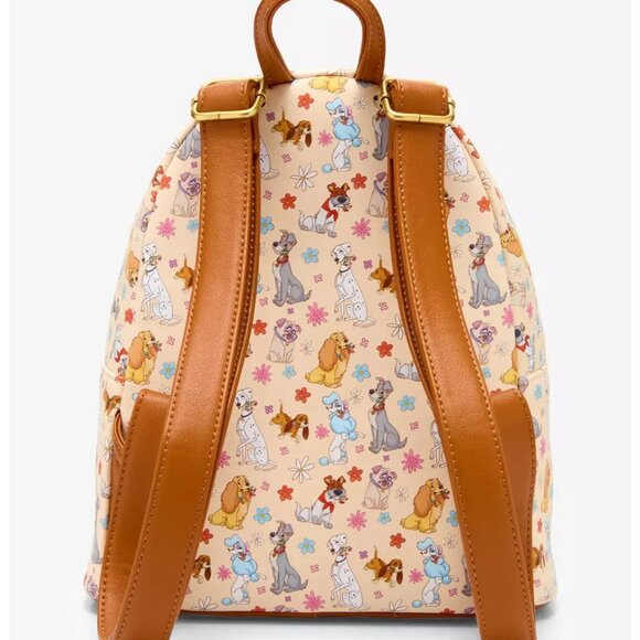 Loungefly Disney Dogs Mini Backpack Disney Dog Characters Floral Bag - Picture 3 of 4